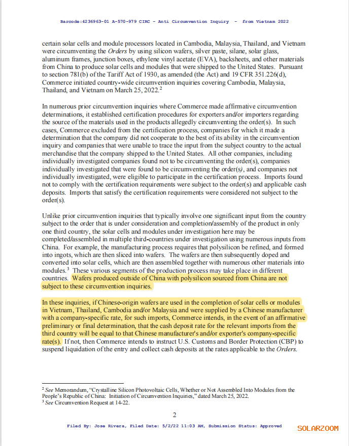 美商務(wù)部：中國境外生產(chǎn)的硅片不受調(diào)查約束！