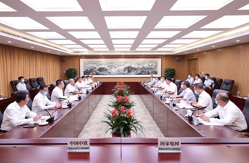 國家電網(wǎng)公司總經(jīng)理、黨組副書記張智剛與中國中鐵董事長陳云會談