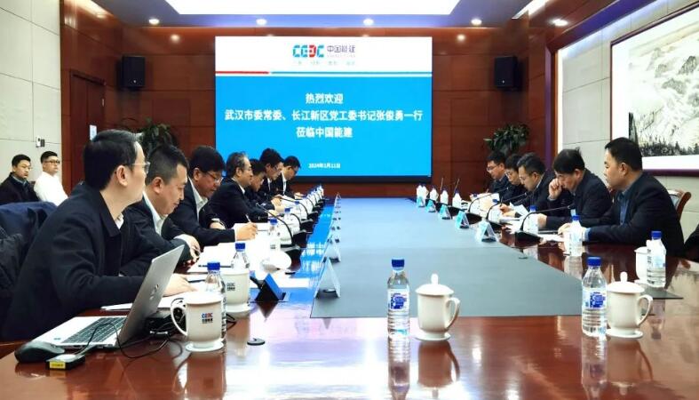 中國能建黨委常委、副總經(jīng)理吳云與武漢市委常委、長江新區(qū)黨工委書記張俊勇會談